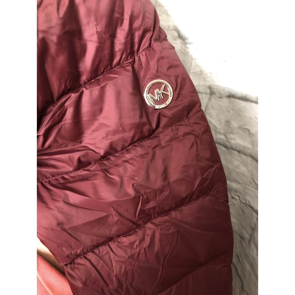 Michael Kors Women's M Burgundy Packable Down Removable Hooded Puffer Jacket - Picture 2 of 6
